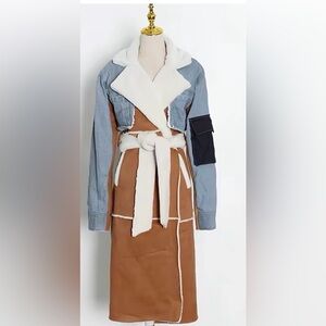 AKIRA Blue and Brown Jean Jacket with White Accents